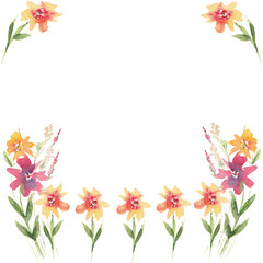 Obraz premium Background of watercolor flowers on a white background. Use for wedding invitations, birthdays, menus and decorations.