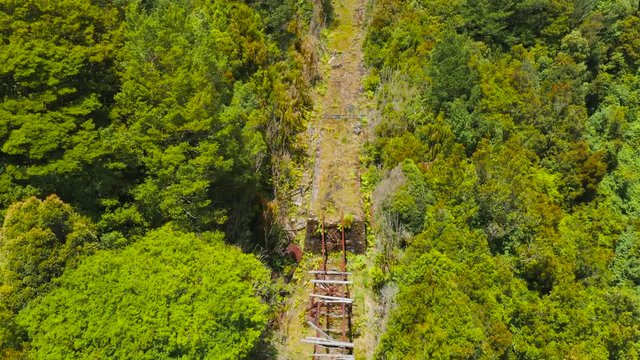 Coal mine rail shafts in mountains