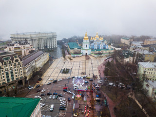 Aerial drone view. St. Michael's Cathedral in Kiev.