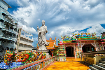 Big Standing Guan Yin and dragon in Suratthani,Thailand,Photo taken on:August 10th 2014