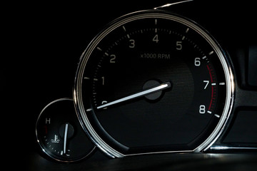 Car dashboard at night There are alerts to see the system of cars.