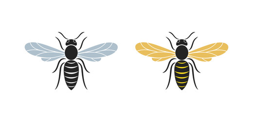 Hornet logo. Isolated hornet on white background. Wasp - obrazy, fototapety, plakaty