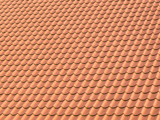 background of red steel corrugated roof. 