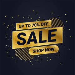 golden sale banner with black background. perfect for sale banner season for fashion business