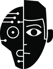 Human and robot icon, Artificial Intelligence icon