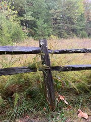 old wooden fence in the field