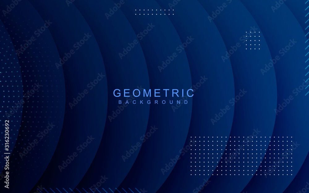 Poster blue color geometric background. dynamic textured geometric element design with dots decoration.