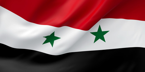 National Fabric Wave Closeup Flag of Syria