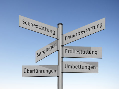 Wegweiser, Bestattungen