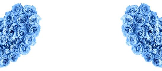 Beautiful heart made roses in a classic blue color on a white background. I love you. Greeting card.Valentine's day.Woman's day.isolated