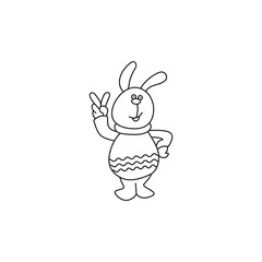 Stick figure funny toy hare contour vector