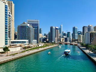 View on the canal and buildings in Dubai