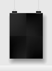 Black blank square sheet of paper on the white background,