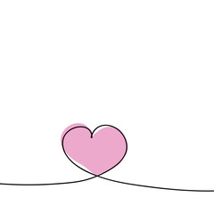 Heart in one continuous line. Valentine's Day.