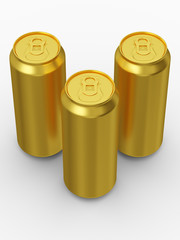 Golden can for beverages - 3d illustration