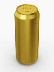 Golden can for beverages - 3d illustration