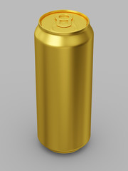 Golden can for beverages - 3d illustration
