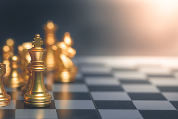 Golden chess strategy planning for ideas and competition and strategy, business success concept
