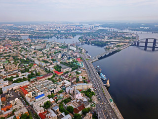 Naklejka premium Aerial drone view of Kiev center