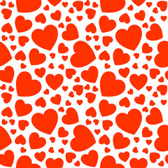 Fototapeta na wymiar Background with red hearts, simple vector design element