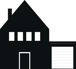 Haus mit Garage Vektor Symbol Icon Schwarz