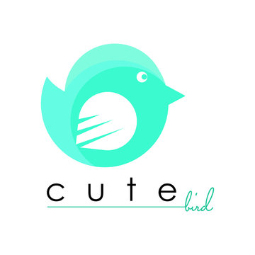 Vector logo of a cute bird inVector logo of a cute bird in blue color. blue color.