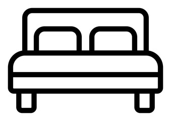 gz685 GrafikZeichnung - german - english - double bed icon.  bedroom interior / booking hotel / travel / sleeping at night - simple illustration isolated on white background - DIN A4 xxl g8949