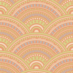Ethnic circle shapes seamless geometric pattern.