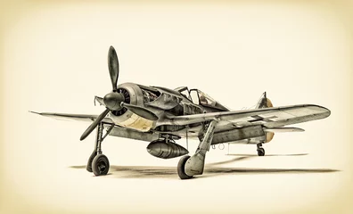 Printed kitchen splashbacks Old airplane old fighter plane isolated on white background