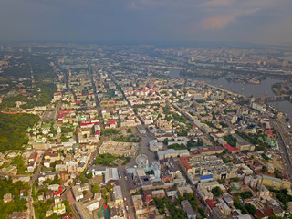 Obraz premium Aerial view. View of the historical part of Kiev.