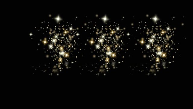 Sparkling Trail - Hot Golden Stars - Glittering particle effect animation with alpha channel on transparent background for attractive holiday or event transition, revealer, logo and title decoration.