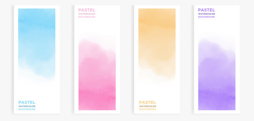Fototapeta premium Elegant colourful watercolor background set images, suitable for brochure, pamphlet, flyer, poster, and advertisement. Vector abstract illustration