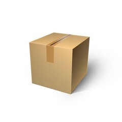 Vector closed cardboard box on a white background, shipping and mail