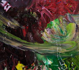 Red and green wet paint