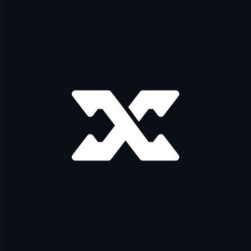 Initial letter X C logo template with bold line art symbol in flat design monogram illustration