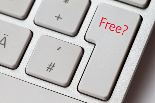 Free? as a term on an aluminum keyboard from a computer