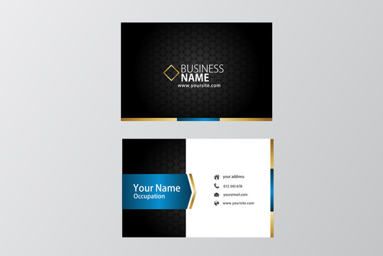 golden and blue business card. visiting card template