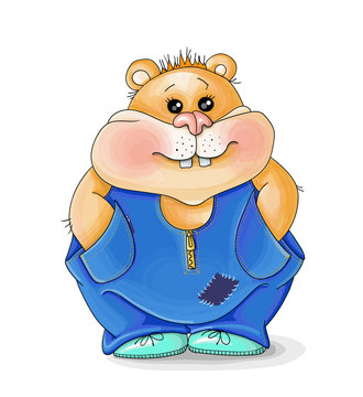 vector illustration valentine image of a cartoon hamster in geans
