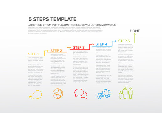 Five Step Infographic with Colorful Accents