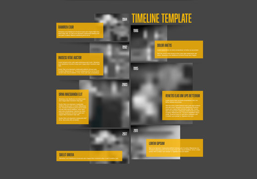 Timeline Infographic with Orange Text Fields