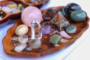 Quartz Crystals used in crystal healing on White Background