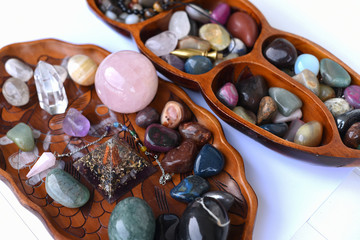 Quartz Crystals used in crystal healing on White Background