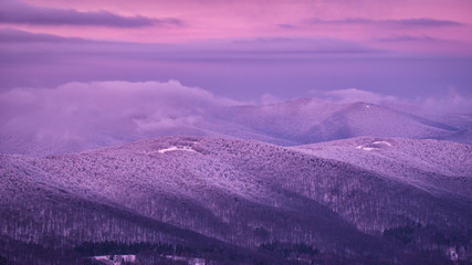 Splendid sunrise in the mountains. Carpathian Mountains. Bieszczady National Park. Poland. © Szymon Bartosz
