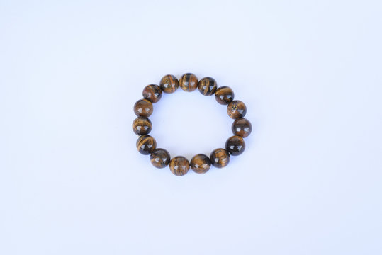 Tiger Eye Bracelet On White Background