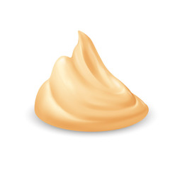 Realistic Yellow Whipped Cream Isolated on White Background. Facial Creme, Gel or Body Lotion Skincare Icon. Illustration Ice Cream Product Swatch