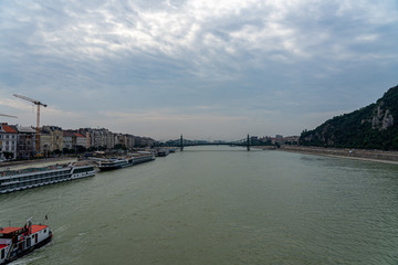 Fototapeta na wymiar Szabadsag Bridge in Budapest, Hungary.