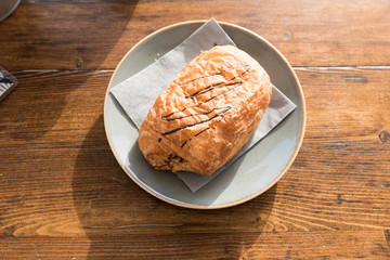 Croissant with chocolate cream