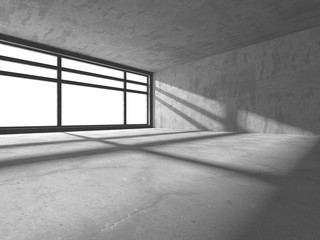 Dark concrete empty room. Modern architecture design