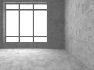 Dark concrete empty room. Modern architecture design