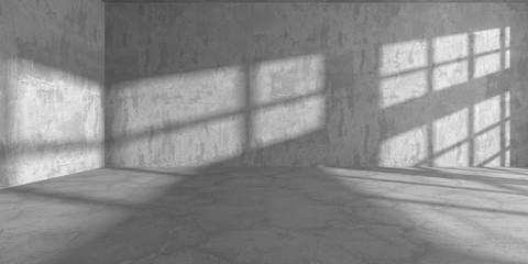 Dark concrete empty room. Modern architecture design